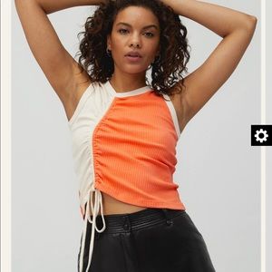 NWT Daydreamer RUCHED SPLIT TANK IN PEACH ECHO COMBO, size large